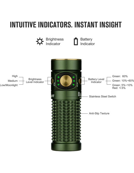 Linterna OLIGHT Baton4 EDC 1300 Lúmenes IPX8 Verde