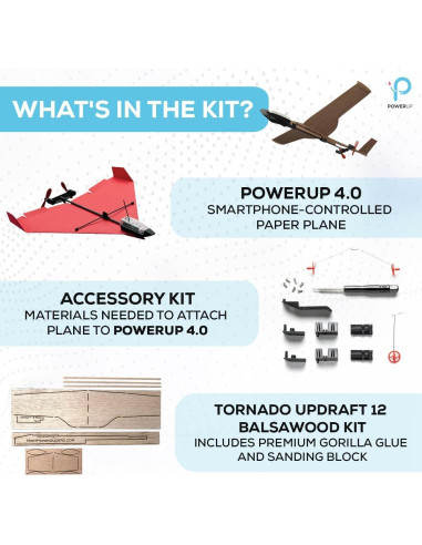 Kit de Avión de Papel POWERUP 4.0 con Control Remoto