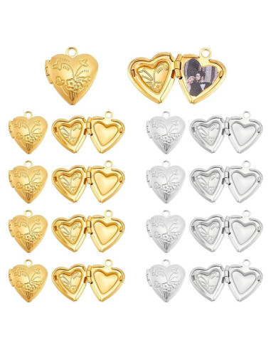 20 Piezas Charm Corazón Marco de Foto UNICRAFTALE DIY Joyería