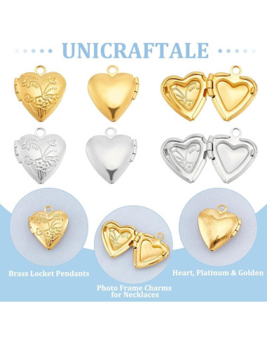 20 Piezas Charm Corazón Marco de Foto UNICRAFTALE DIY Joyería