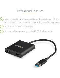 Adaptador USB 3.0 a Doble HDMI StarTech 4K 30Hz Windows 2