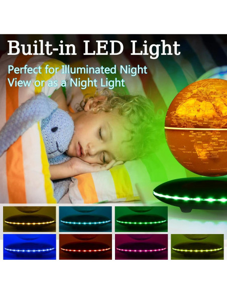 Globo Levitatante Magnético Mapa Mundial 15,24 cm LED