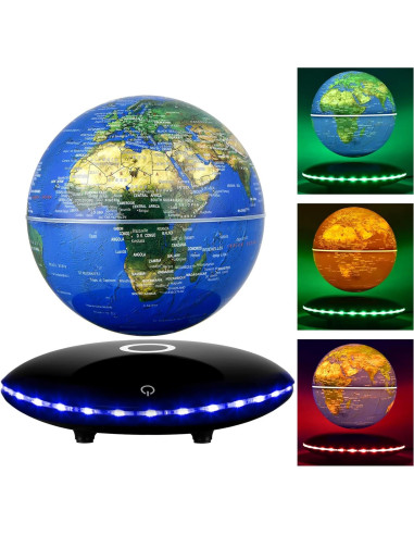Globo Levitatante Magnético Mapa Mundial 15,24 cm LED