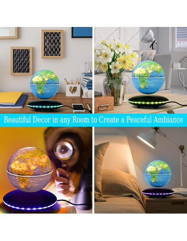 Globo Levitatante Magnético Mapa Mundial 15,24 cm LED