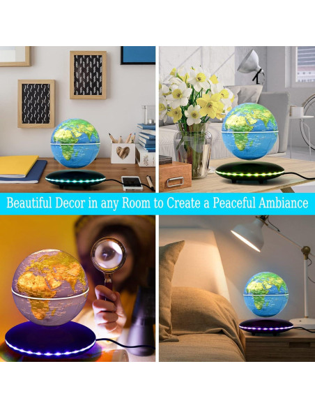 Globo Levitatante Magnético Mapa Mundial 15,24 cm LED