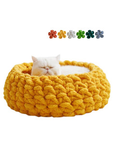 Cama Nido para Gatos Urnat Mediana Amarillo Suave Lavable