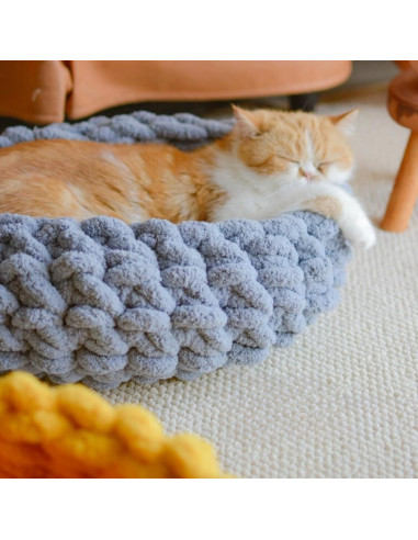 Cama Nido para Gatos Urnat Mediana Amarillo Suave Lavable