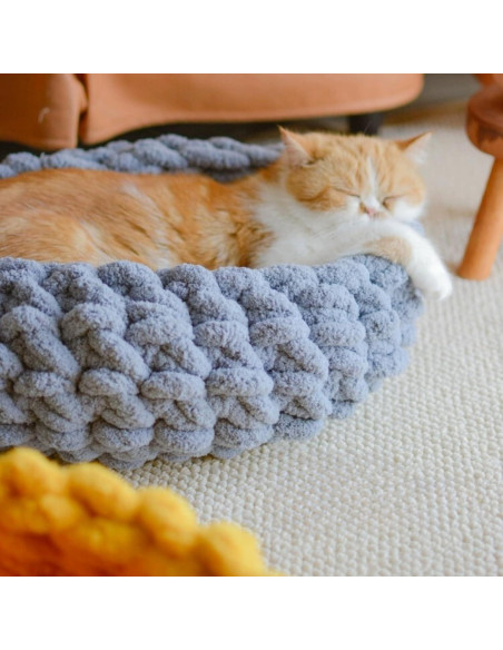 Cama Nido para Gatos Urnat Mediana Amarillo Suave Lavable