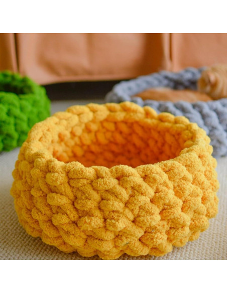 Cama Nido para Gatos Urnat Mediana Amarillo Suave Lavable