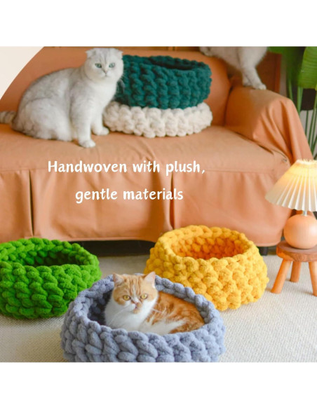 Cama Nido para Gatos Urnat Mediana Amarillo Suave Lavable