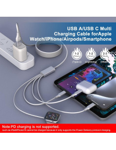 Cable de Carga 4 en 2 para iPhone y Apple Watch - 1.8m 2