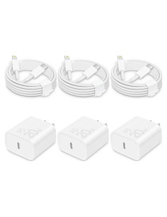 Cargador Rápido 20W USB-C con Cable 182 cm - Paquete de 3