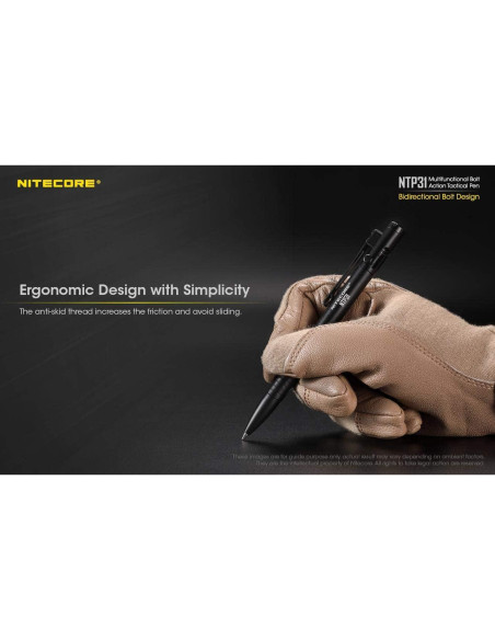 Bolígrafo táctico Nitecore NTP31 multifuncional acero