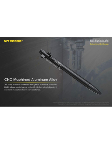 Bolígrafo táctico Nitecore NTP31 multifuncional acero
