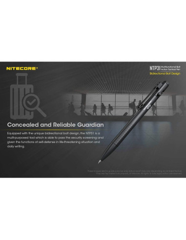 Bolígrafo táctico Nitecore NTP31 multifuncional acero