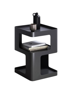 Mesa Lateral BUZUEY Negra Moderna con Almacenamiento
