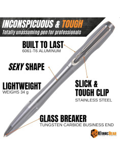 Bolígrafo Táctico Atomic Bear EDC con Rompedor de Cristales 2