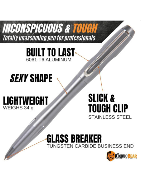 Bolígrafo Táctico Atomic Bear EDC con Rompedor de Cristales
