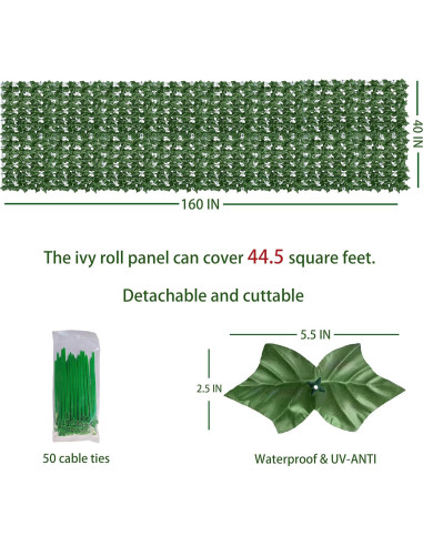 Panel de Hiedra Artificial ODTORY 101,6x406,4 cm Verde