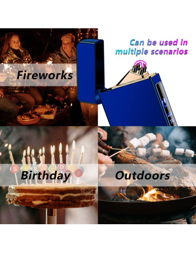 Encendedor Electrónico TIKIUKI Plasma Doble Arco Azul