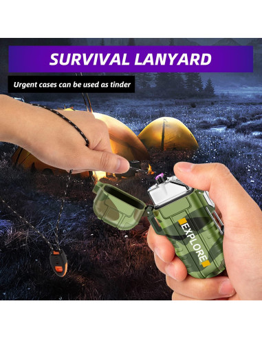 Encendedor Eléctrico LcFun Doble Arco Impermeable con Linterna