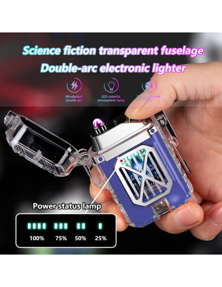 Encendedor Eléctrico GADATOP Doble Arco Impermeable LED