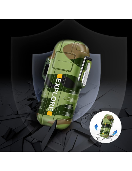 Encendedor Eléctrico LcFun Doble Arco Impermeable con Linterna