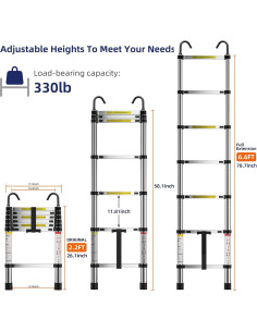 Escalera Telescópica ZenAscend 2.01m Plegable Ligera 150kg 2