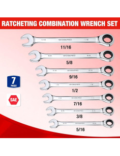 Juego de Llaves Combinadas WORKPRO 7 Piezas Acero CR-V 2