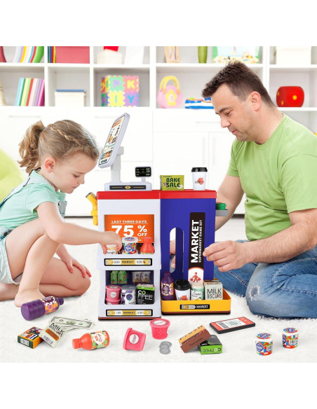 Caja Registradora de Juguete deAO con Escáner y Sonido Azul