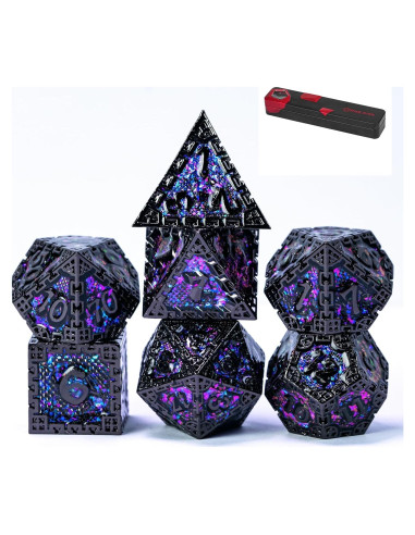 Juego de Dados Metálicos DND UDIXI 7PCS Lentejuelas Moradas