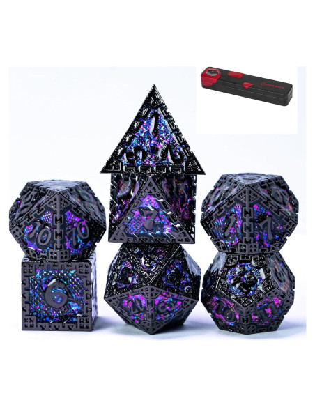 Juego de Dados Metálicos DND UDIXI 7PCS Lentejuelas Moradas