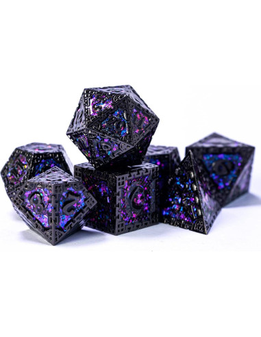 Juego de Dados Metálicos DND UDIXI 7PCS Lentejuelas Moradas