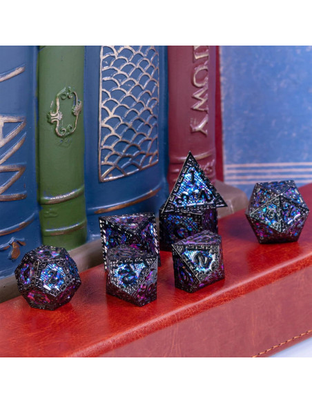 Juego de Dados Metálicos DND UDIXI 7PCS Lentejuelas Moradas