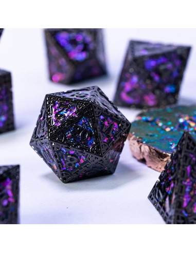 Juego de Dados Metálicos DND UDIXI 7PCS Lentejuelas Moradas