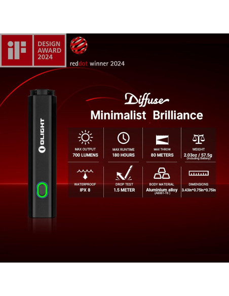 Linterna de llavero recargable OLIGHT Diffuse 700 lúmenes