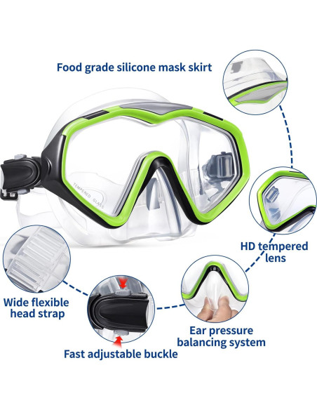 Máscara de Buceo iGym Snorkel, Lente Ultra Clara, Ajustable