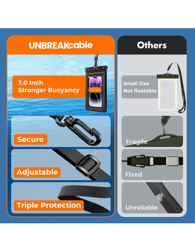 Funda Impermeable Flotante UNBREAKcable para Teléfono 7"