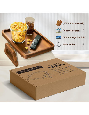 Mesa de Brazo de Sofá Tinamo AT01 - Madera Acacia Plegable