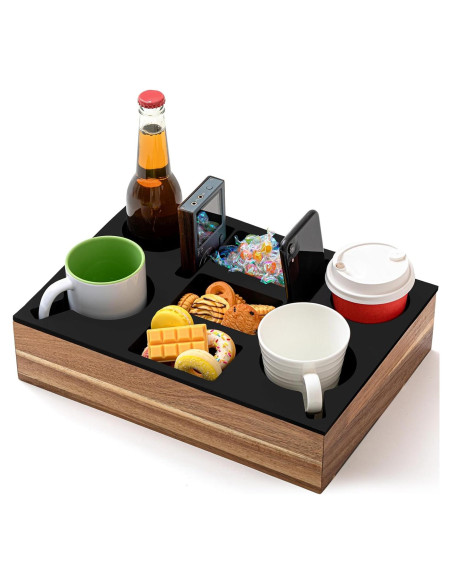 Bandeja Soporte Tazas Yerliker de Silicona y Madera Acacia