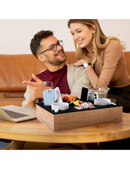 Bandeja Soporte Tazas Yerliker de Silicona y Madera Acacia