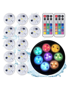 Luz LED Sumergible RGBW 12 PCS con Control Remoto
