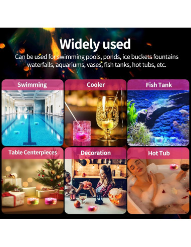 Luz LED Sumergible RGBW 12 PCS con Control Remoto