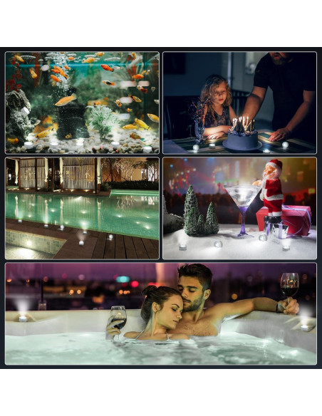 Luz LED Sumergible RGBW 12 PCS con Control Remoto