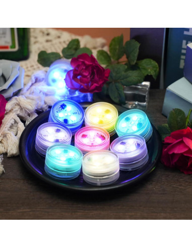 Luz LED Sumergible RGBW 12 PCS con Control Remoto