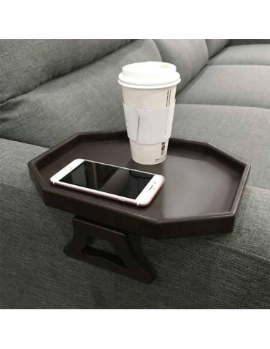 Mesa de Clip para Sofá Xchouxer, Bandeja Reposabrazos Marrón