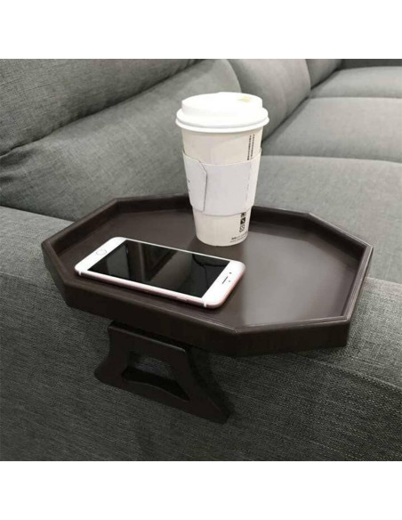 Mesa de Clip para Sofá Xchouxer, Bandeja Reposabrazos Marrón