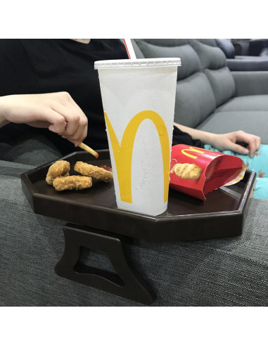 Mesa de Clip para Sofá Xchouxer, Bandeja Reposabrazos Marrón