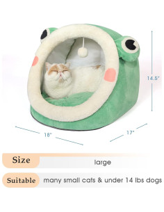 Cama para Gato Jiupety Igloo Terciopelo Rana Verde L 2