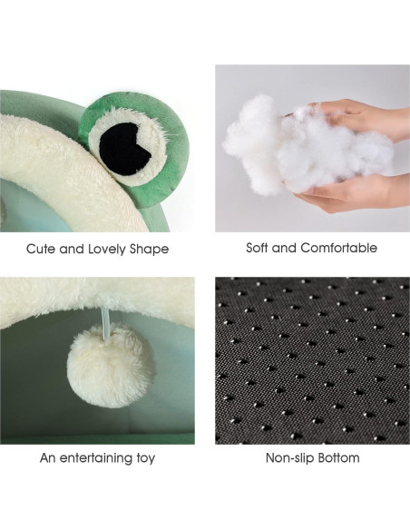Cama para Gato Jiupety Igloo Terciopelo Rana Verde L Cama para Gato Jiupety Igloo Terciopelo Rana Verde L